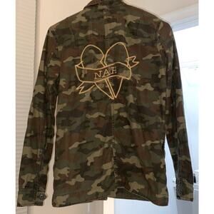American Eagle “NAH”‎ broken heart camouflage jacket., Size Small